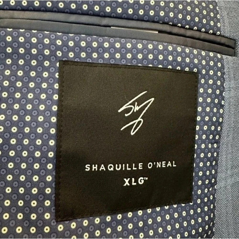 Shaquille O'Neal Sport Coat Mens 50L Blue Windowpane Stretch Blazer ONEA1FYBB180